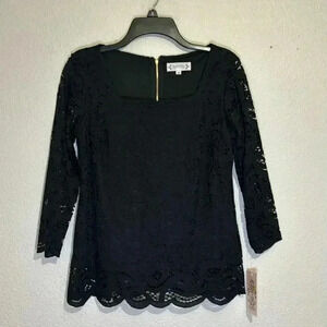 Nanette Lepore Classic Lace 3/4 Sleeves Top